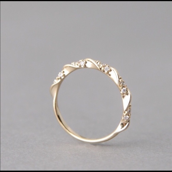 White Sapphire 14k Gold Plated Ring - Picture 3 of 4